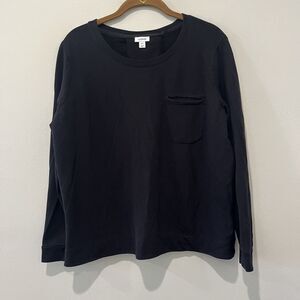 Cuyana Shirt Womens Large Black Organic Pima Cotton Long Sleeve Minimal Everyday